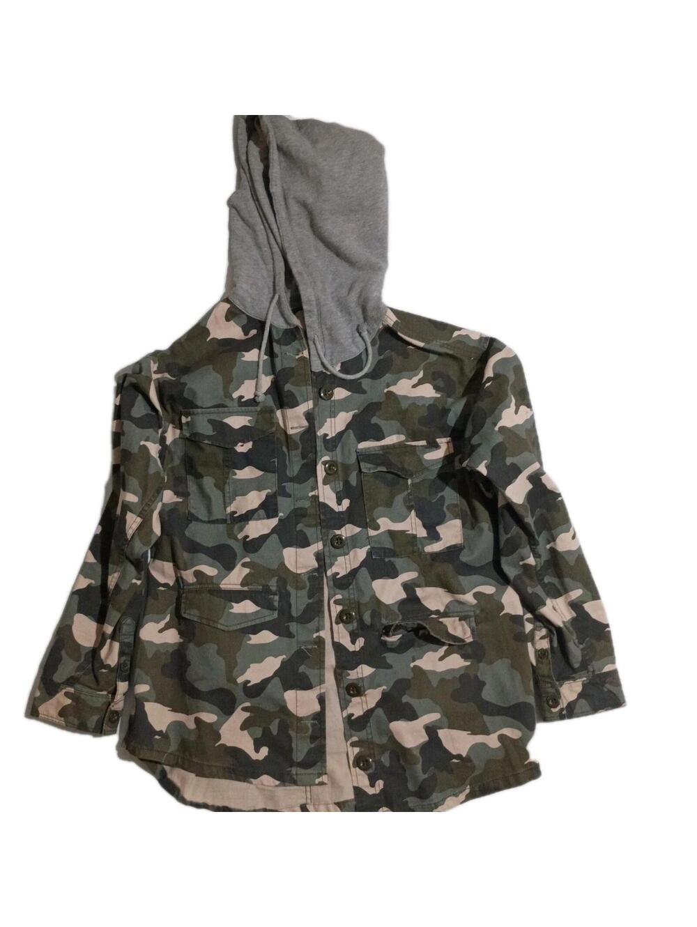 H&M Divided Size 10 Womens Camo Hooded Jacket  Military Skater Grunge Streetwear